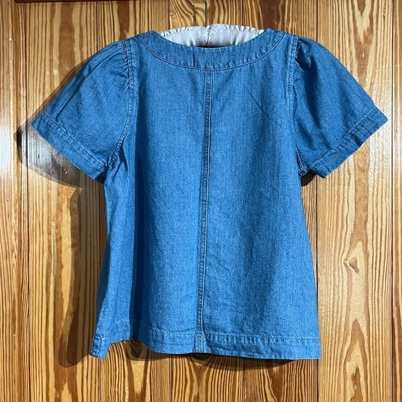 Madewell Denim and Linen Blend Popover Swing Top Short Sleeve - Picture 6 of 10